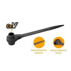 Ingco HRSTW17211 Çift taraflı Kazıklı Cırcır Lokma Anahtar 17x21