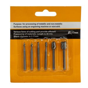 5012 Gravür Oyma Freze Ucu Seti HSS 6 Parça (Dremel Uyumlu)