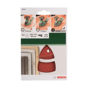 Bosch Multi Zımpara Kağıdı 10'lu Set, 102x62/93mm 180 Kum