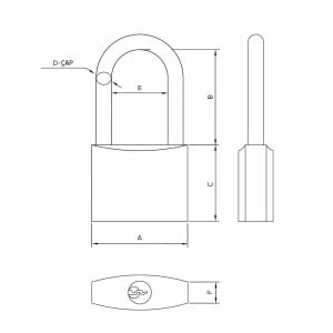 Master 500918 Uzun Asma Kilit Sarı Kaplama 50 mm