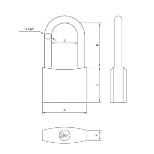 Master 500917 Uzun Asma Kilit Sarı Kaplama 38 mm