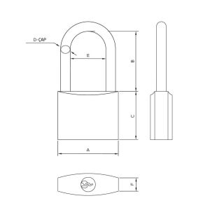 Master 500907 Uzun Asma Kilit Gri Kaplama 38 mm