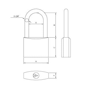 Master 500906 Uzun Asma Kilit Gri Kaplama 32 mm