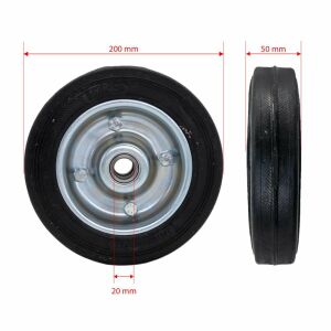 Yük Taşıma Dolgu Lastik Teker Çelik Saç Jant 200 x 50 mm