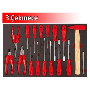 İzeltaş 5 Çekmeceli Partner Mobil Takım Dolabı 118 Parça (Dolu)