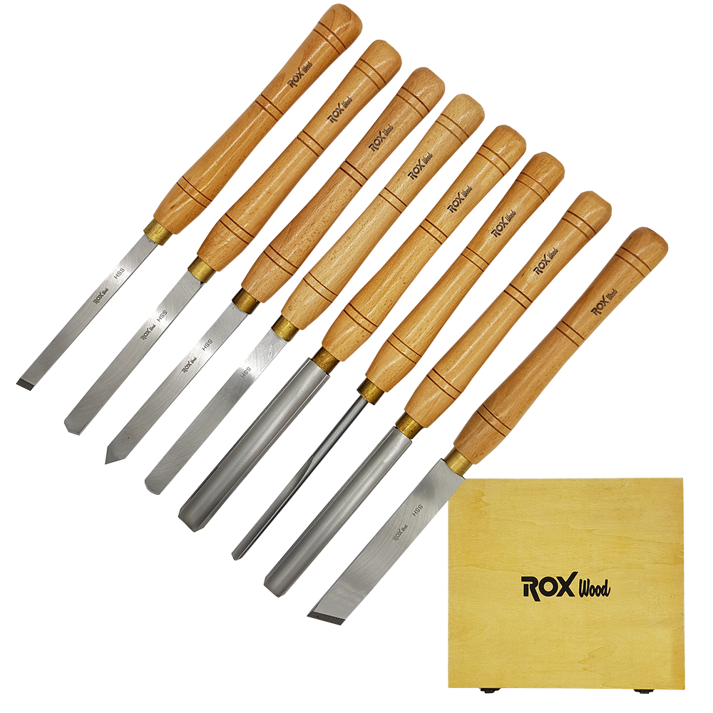 ROX Wood HSS Ahşap Torna Bıçak Seti 8 Parça Ahşap Kutulu