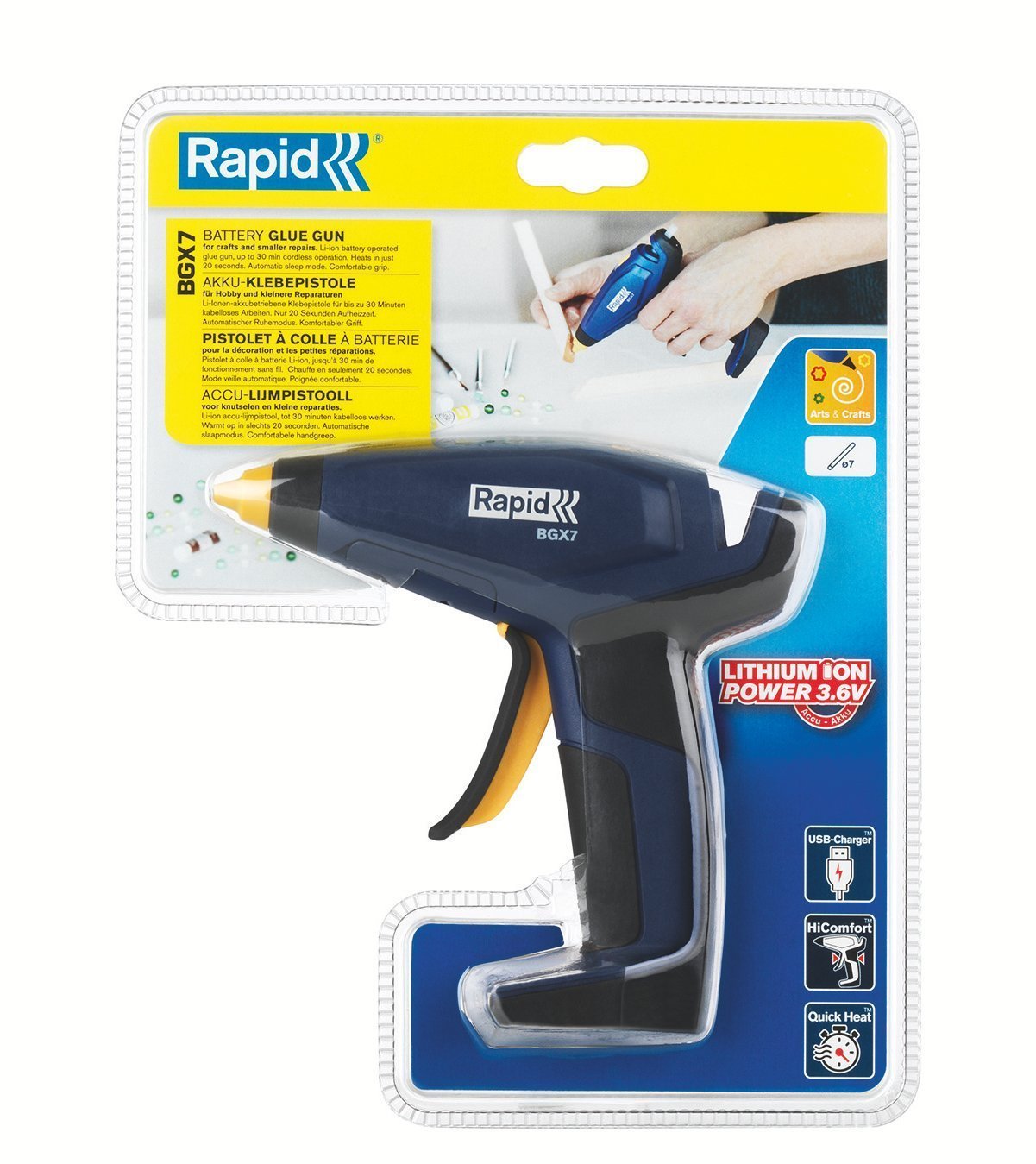 Rapid BGX7 Şarjlı Sıcak Silikon Tabancası 3.6 Volt Lithium-ion Bataryalı