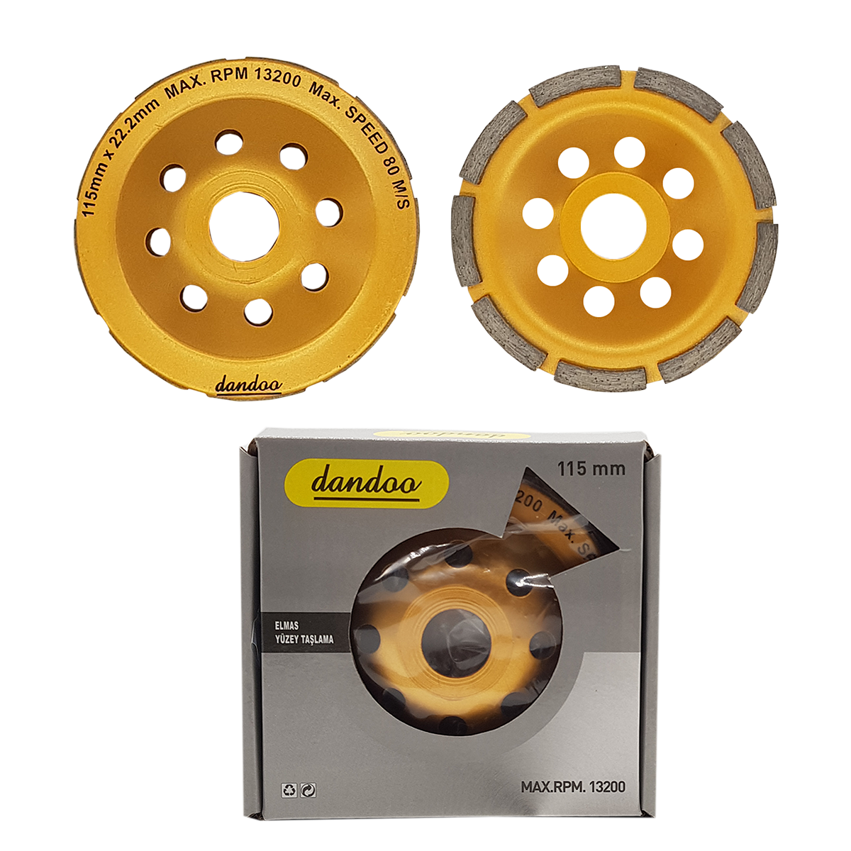 Dandoo 115 mm Tek Sıra Elmas Beton Taş Yüzey Silme Temizle Diski