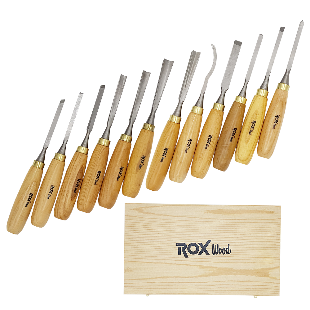 ROX Wood 9092 Ahşap Oyma Iskarpela Seti 12 Parça Ahşap Kutulu