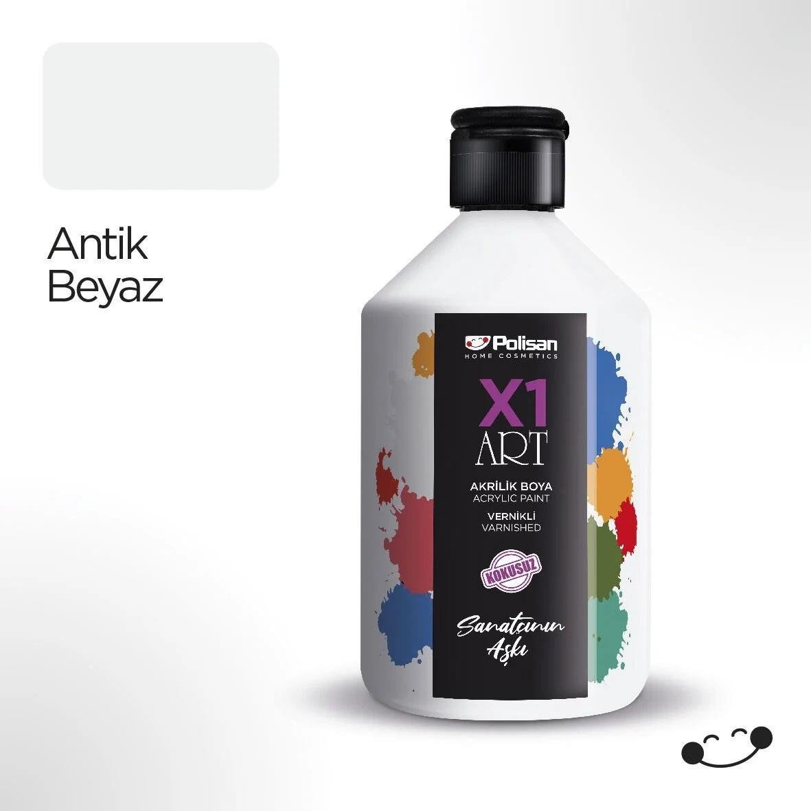 Polisan X1ART Vernikli Hobi Boyası 500ml - Antik Beyaz