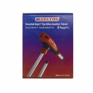 İZELTAŞ Yuvarlak Başlı T Tipi Allen Anahtar Takımı 8 Parça