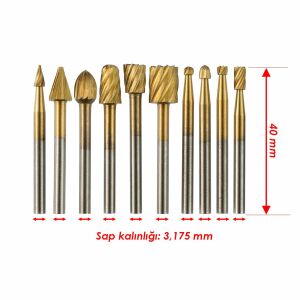 5323 Hobi Gravür Makinası Ahşap Oyma Freze Ucu Seti 10 Parça