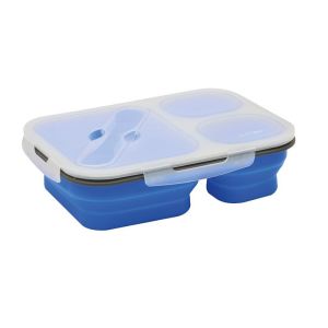 Nurgaz NG 189 Silikon Katlanır Üç Gözlü Yemek Kabı - Mavi