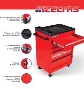 İzeltaş 5 Çekmeceli Partner Mobil Takım Dolabı Kırmızı (Boş)